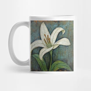 Simple Folk Art White Lily Flower Mug